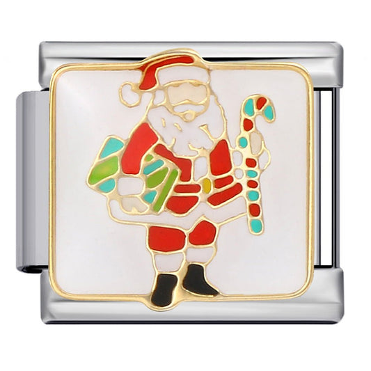 Silver Santa Claus Italian charm 9mm