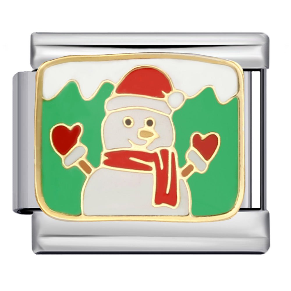 Silver Snowman Italian charm 9mm 