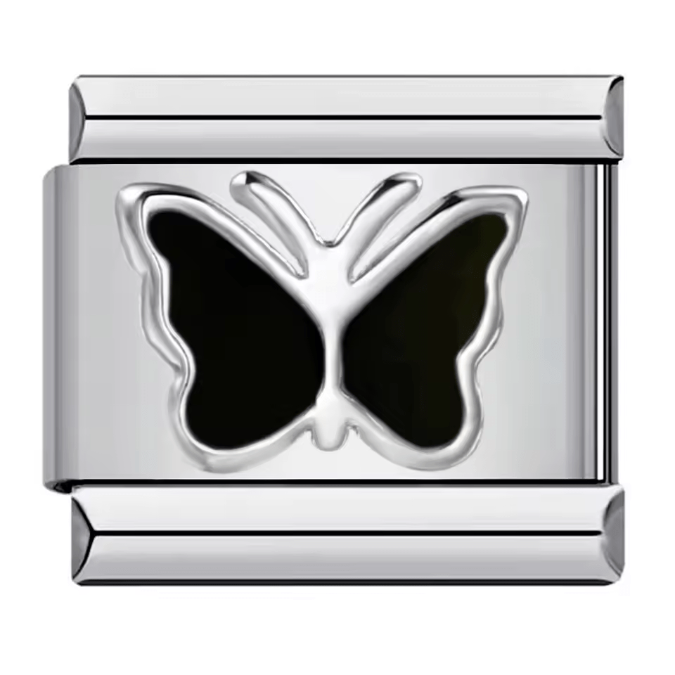 Silver butterfly Italian charm 9mm stainless steel bracelet link