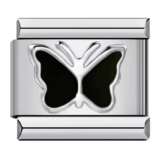 Silver butterfly Italian charm 9mm stainless steel bracelet link