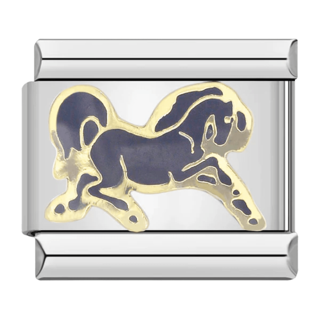 Silver horse Italian charm 9mm animal bracelet link by Charmette
