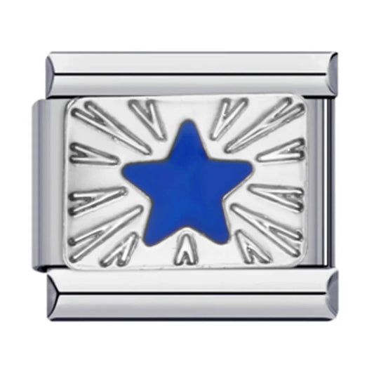 Silver star Italian charm 9mm