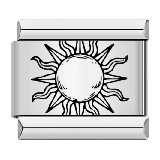 Silver sunburst with radiating rays celestial design 9mm Italian charm