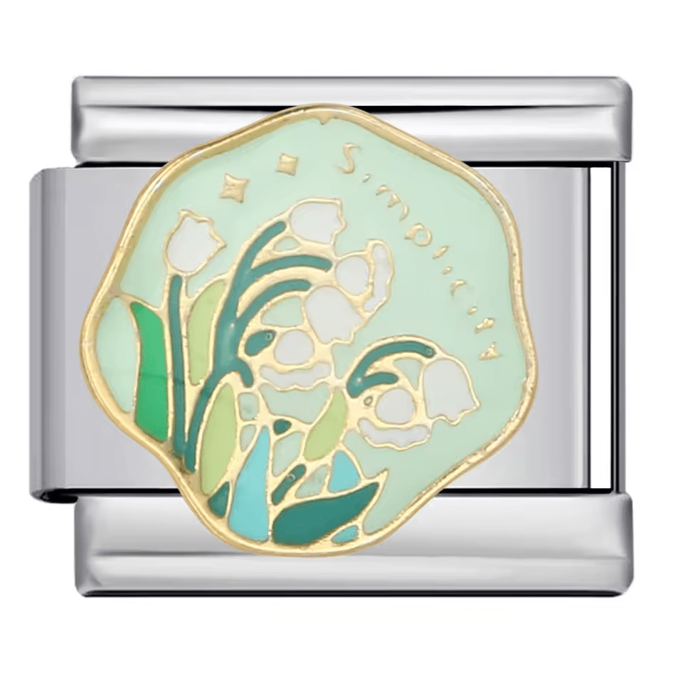 Simplicity floral Italian charm 9mm with pastel botanical design