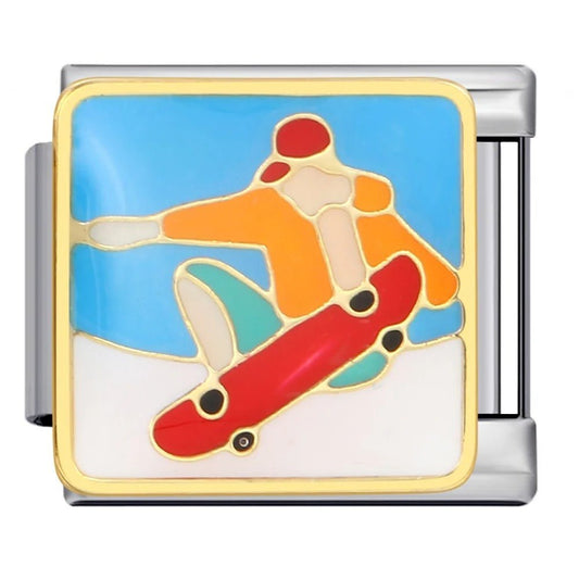 Skateboard Italian charm 9mm skater trick design