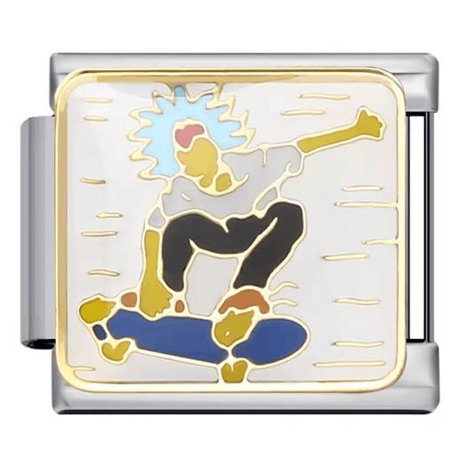 Skateboard Italian charm 9mm with skateboarder design