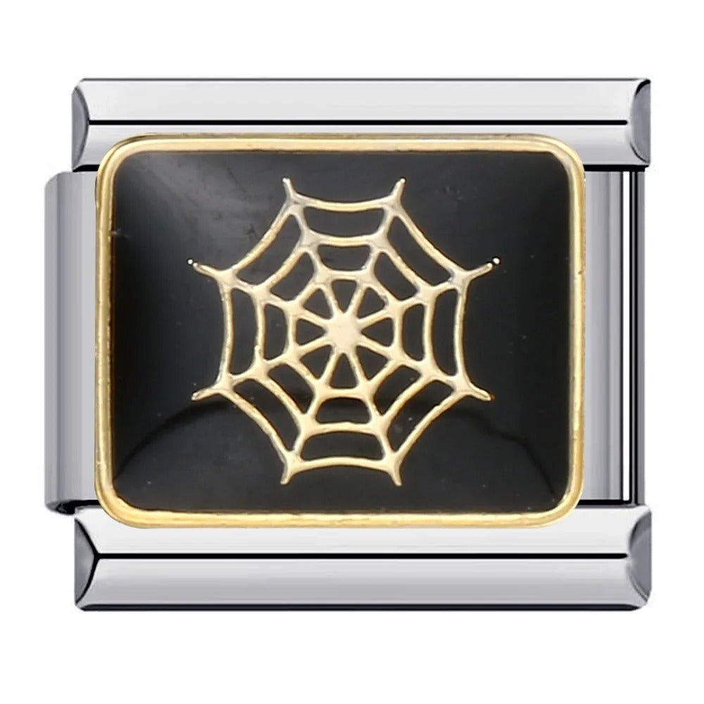 Spider web Italian charm 9mm black background