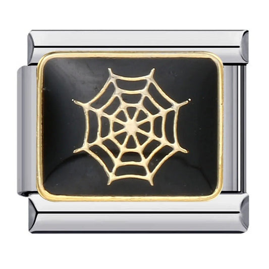 Spider web Italian charm 9mm black background
