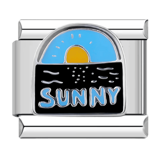 Sunny Italian charm 9mm sun and sky design with blue lettering