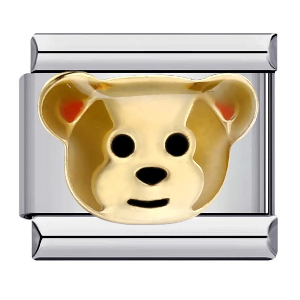 Teddy bear Italian charm 9mm animal face design