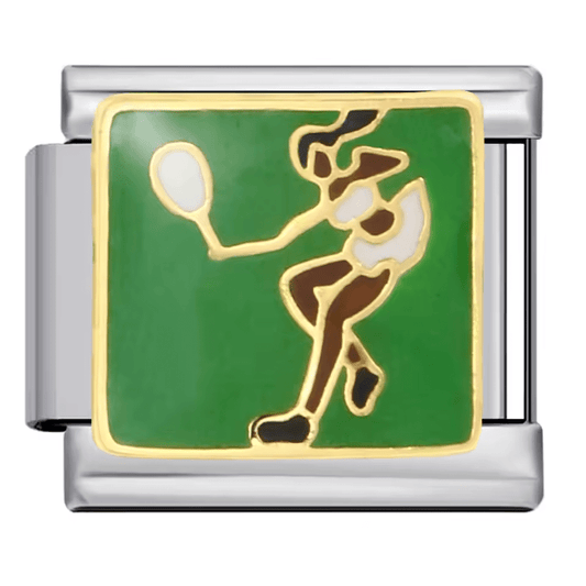 Tennis Italian charm with player and racket design