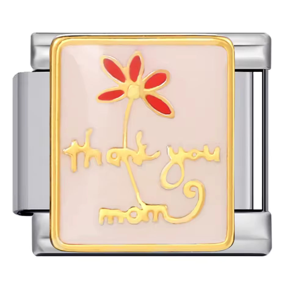 Thank You Mom floral Italian charm 9mm