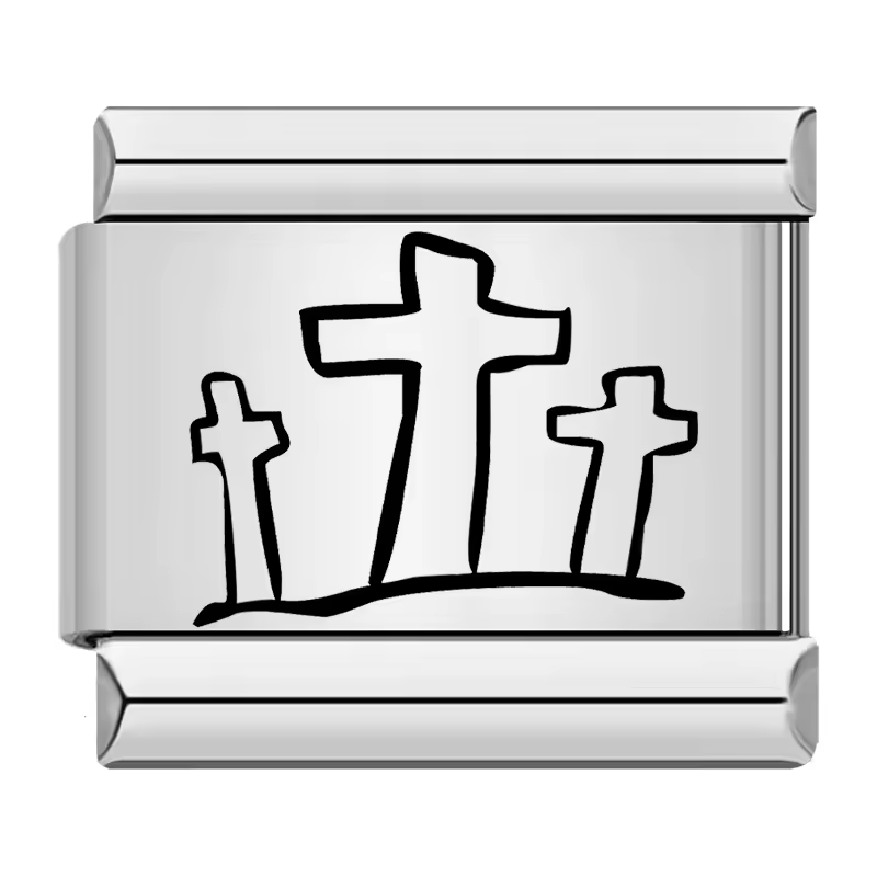 Three crosses Italian charm 9mm faith religious design