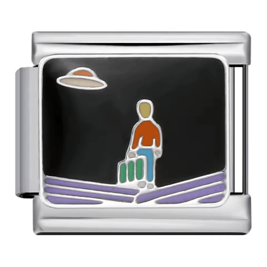 UFO sighting Italian charm 9mm black background