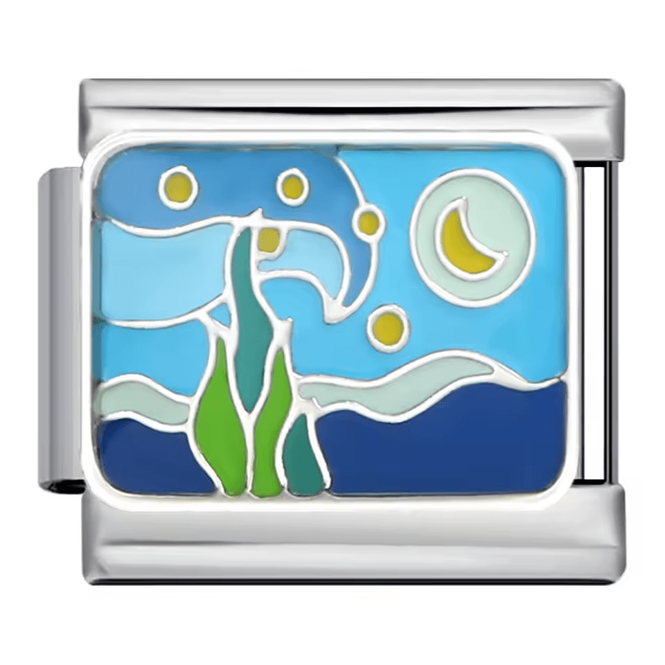Underwater ocean scene Italian charm 9mm sea life themed Italian charm link