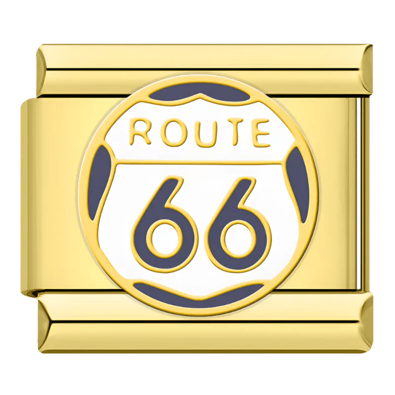 Vintage Route 66 Italian charm link for 9mm Italian charm bracelet travel jewelry
