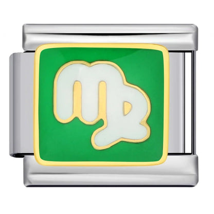 Virgo zodiac symbol green Italian charm 9mm