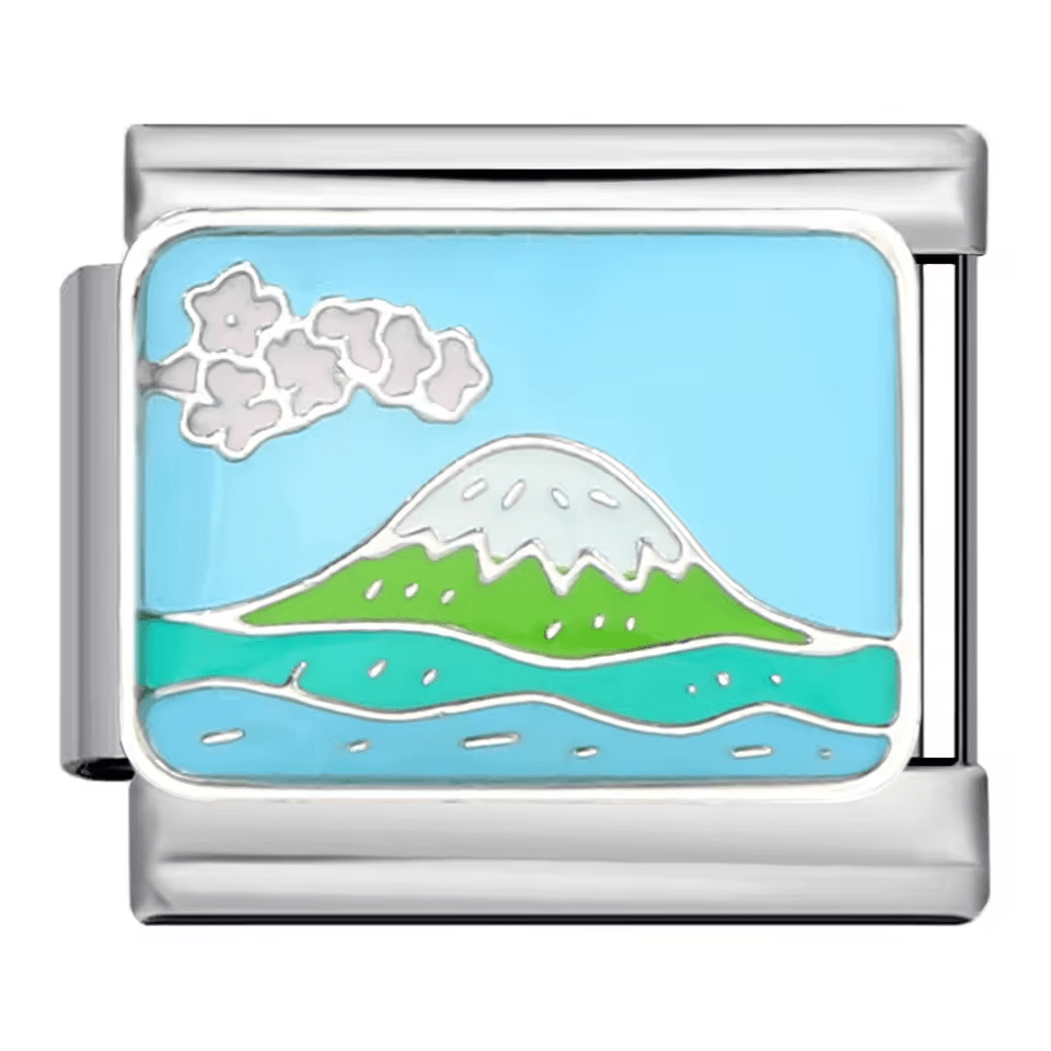Volcano landscape Italian charm 9mm nature themed Italian charm link