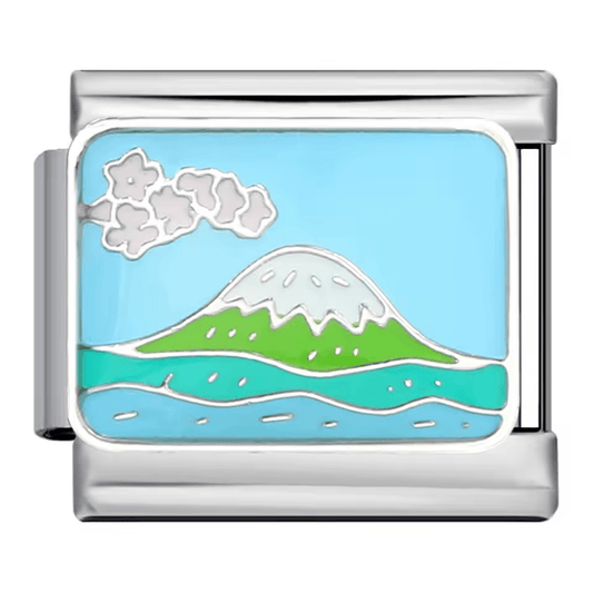 Volcano landscape Italian charm 9mm nature themed Italian charm link