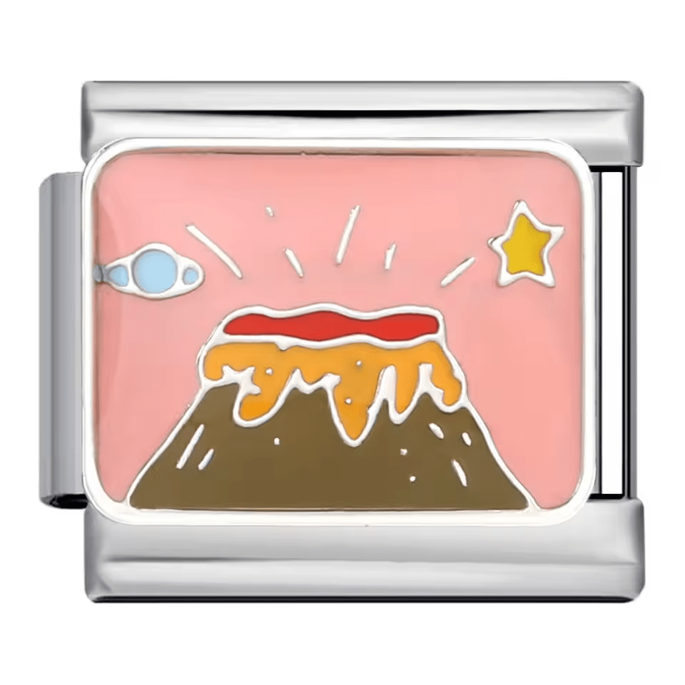 Volcano landscape Italian charm 9mm volcano eruption Italian charm link