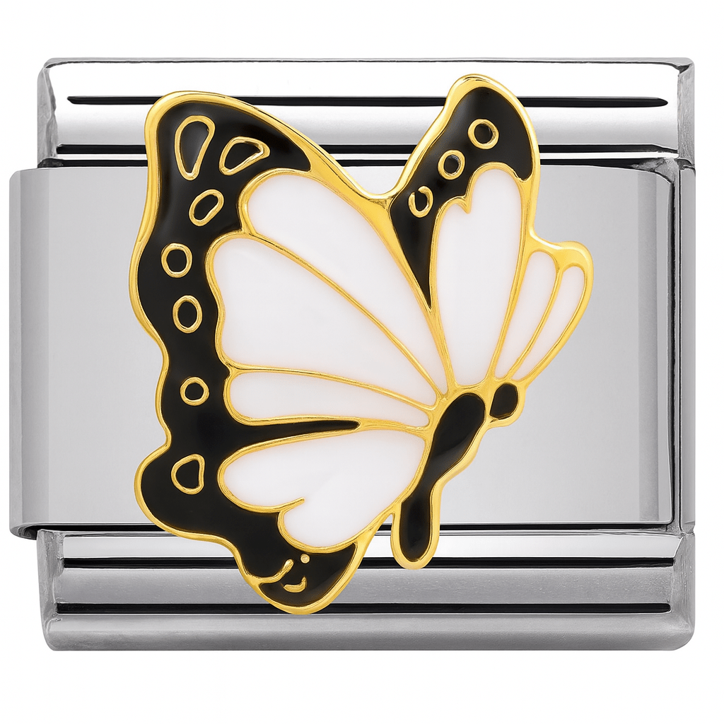 White butterfly Italian charm 9mm nature insect design
