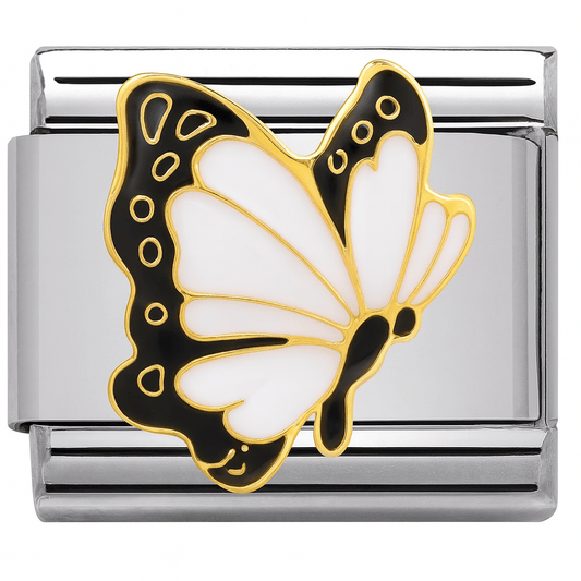 White butterfly Italian charm 9mm nature insect design