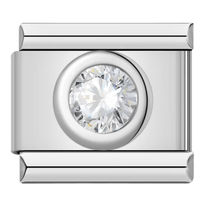 White gemstone Italian charm – 9mm modular bracelet link by Charmette
