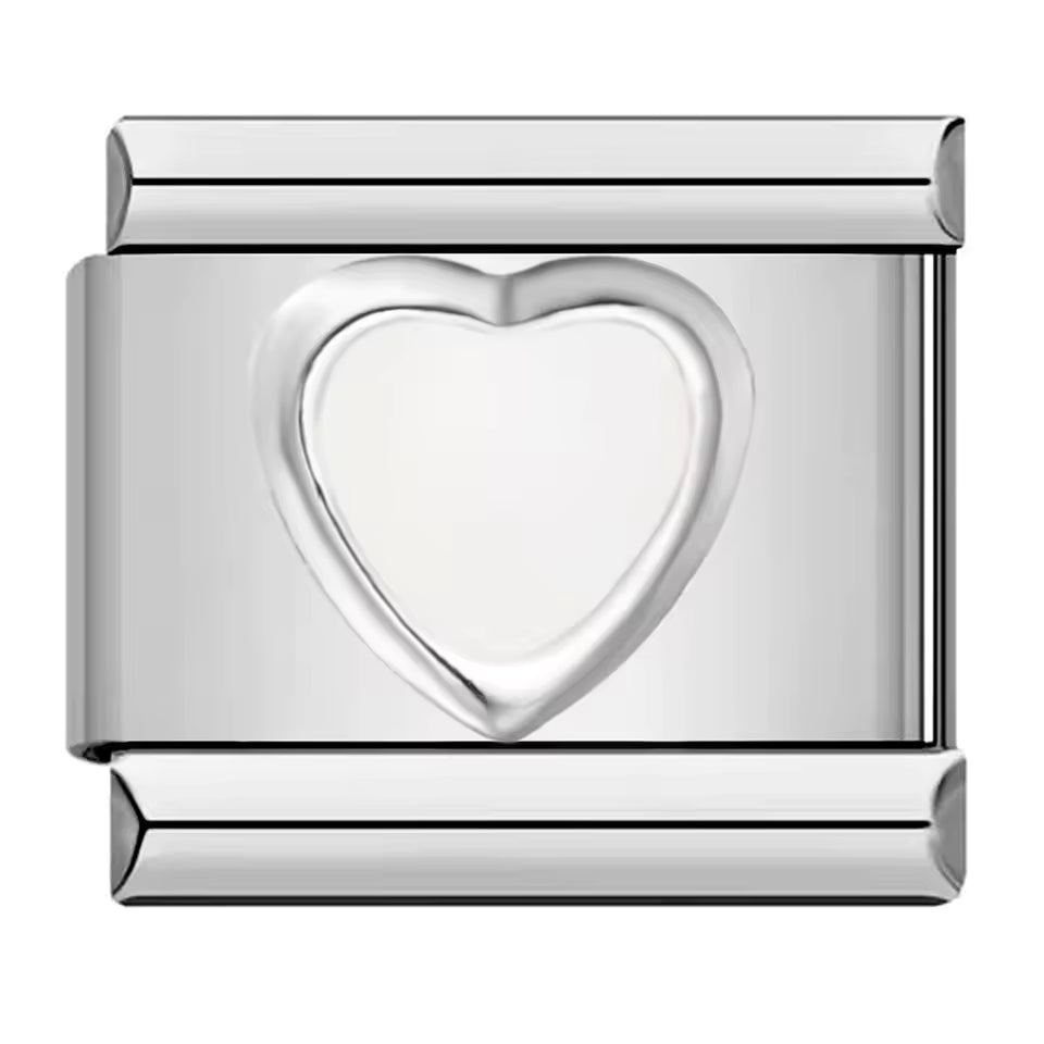 White heart Italian charm 9mm