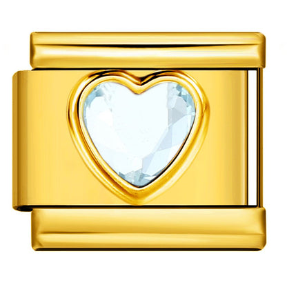 White heart gemstone Italian charm 9mm for custom charm bracelets by Charmette