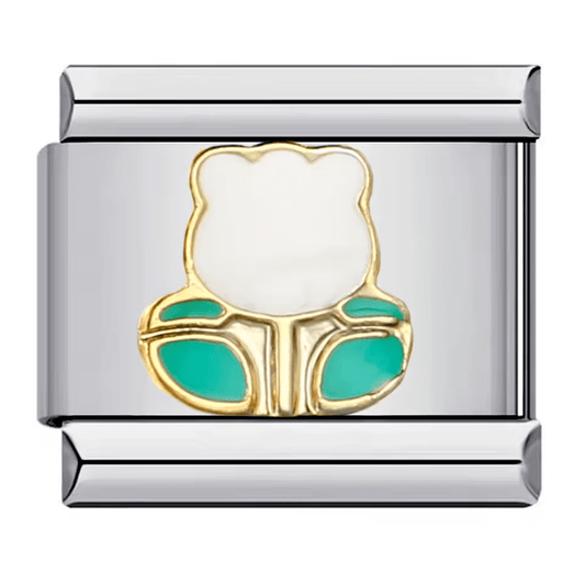 White tulip floral Italian charm 9mm