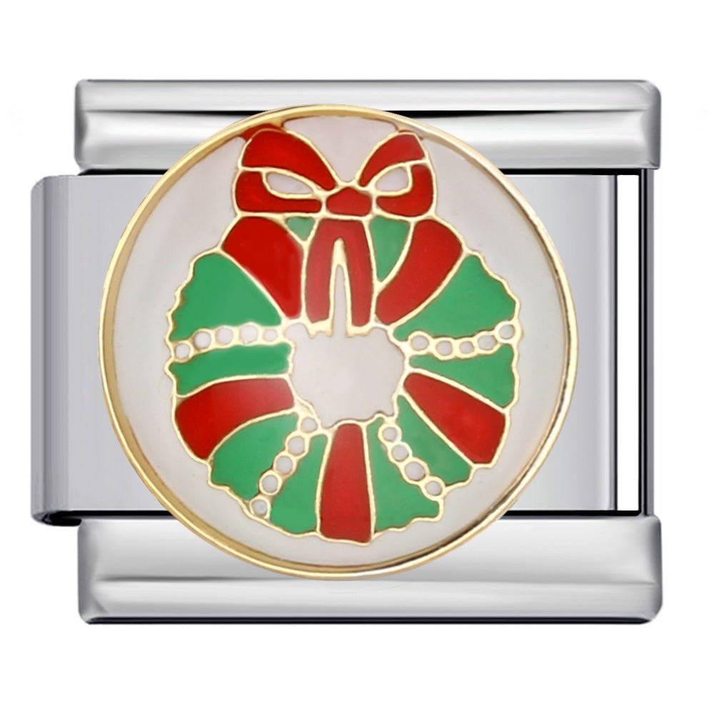Wreath with bow Italian charm 9mm