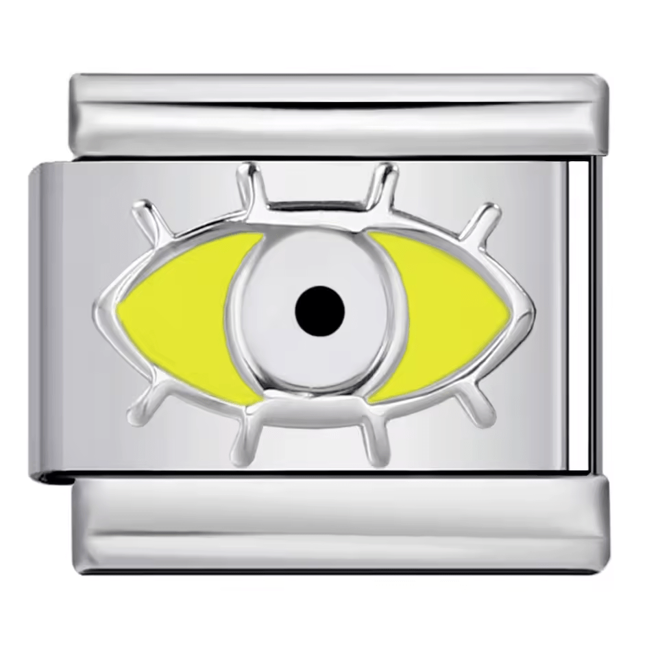 Yellow evil eye Italian charm 9mm with enamel eye design