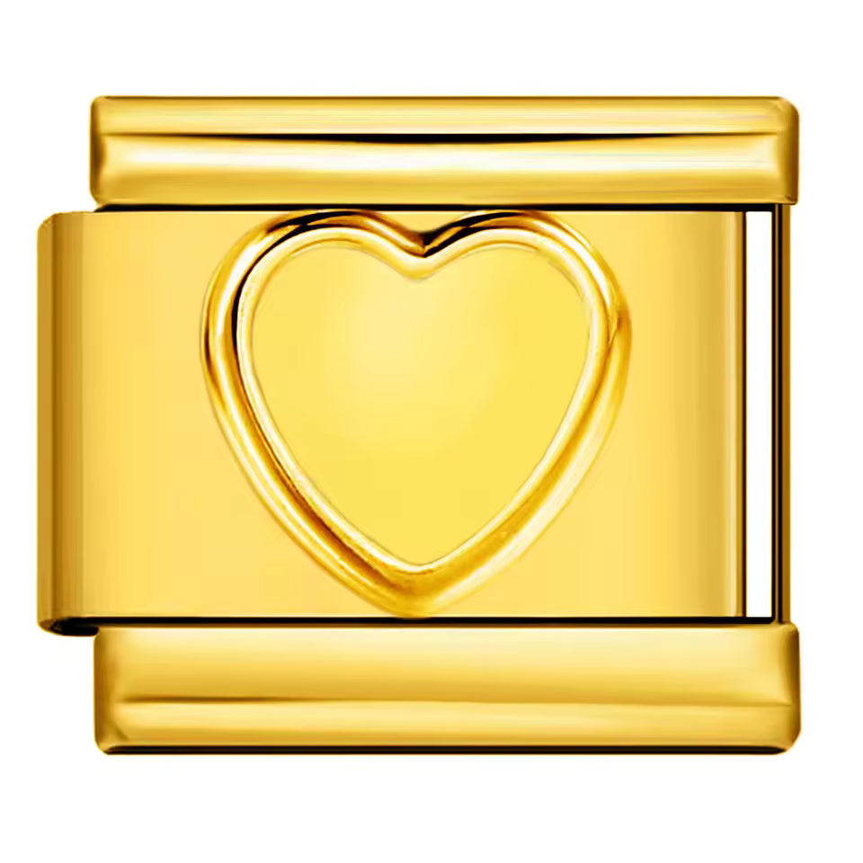 Yellow heart Italian charm 9mm Gold