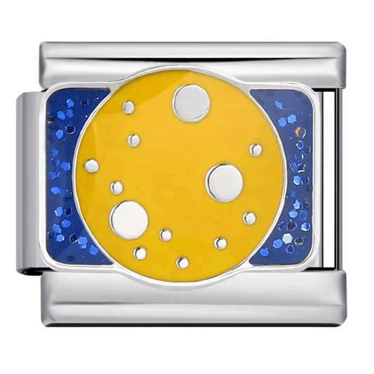 Yellow planet Italian charm 9mm stainless steel bracelet link
