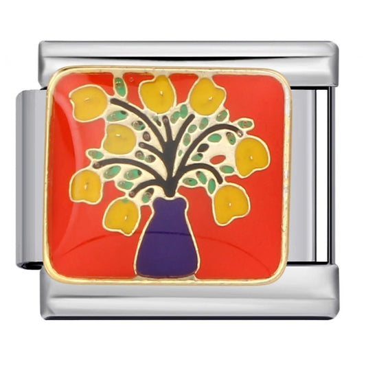 Yellow roses Italian charm 9mm floral bouquet design