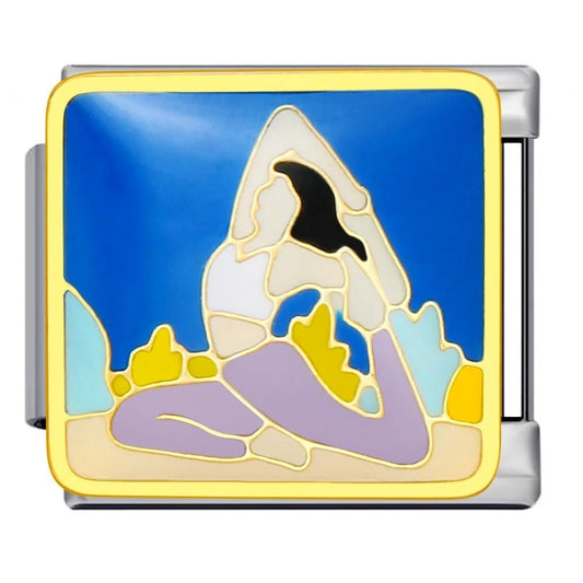 Yoga pose meditation Italian charm 9mm fitness wellness themed Italian charm link