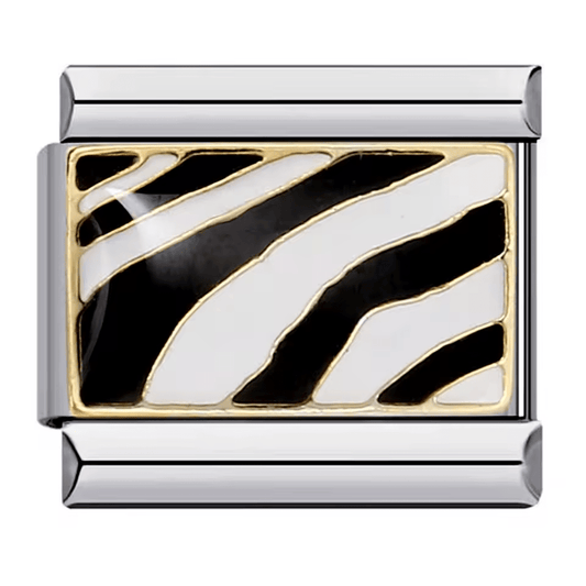 Zebra print Italian charm 9mm black and white stripes