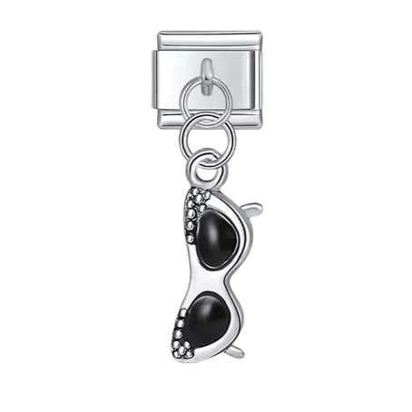 black Dangling sunglasses Italian charm 9mm bracelet link
