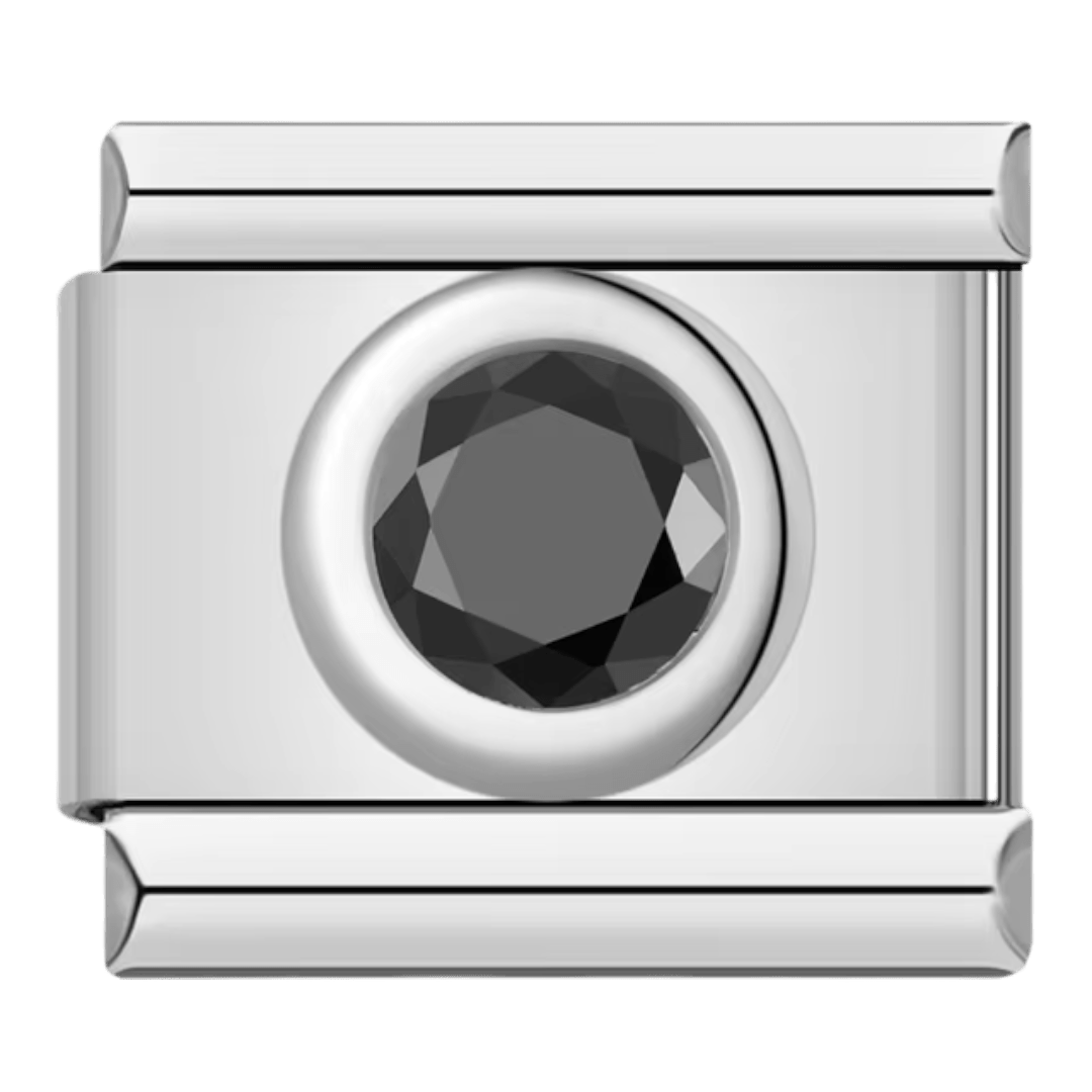 black Gemstone 9mm Italian charm by Charmette compatible with all Italian charm bracelets