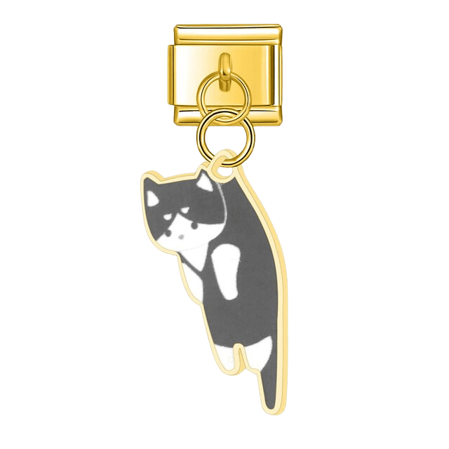 black and white kitten dangle Italian charm 9mm bracelet link