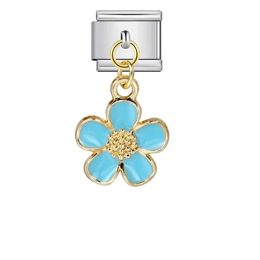 Blue Hanging Flower - – Italian Charm Bracelet by Charmette