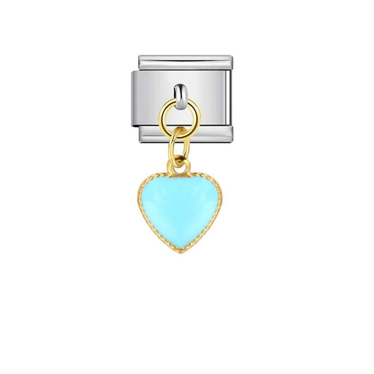 Blue Hanging Heart - – Italian Charm Bracelet by Charmette