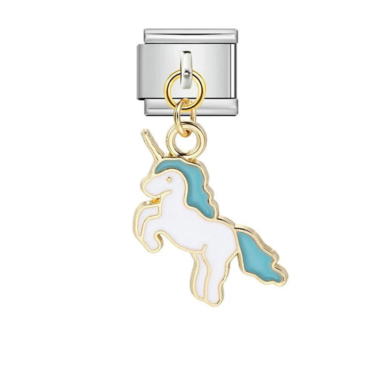 Blue Hanging Unicorn - – Italian Charm Bracelet by Charmette