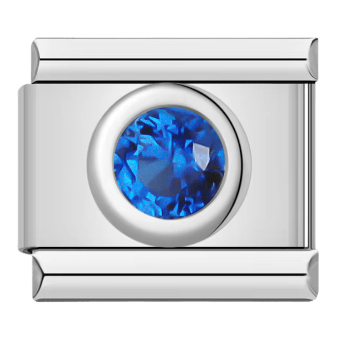 blue Gemstone 9mm Italian charm by Charmette compatible with all Italian charm bracelets