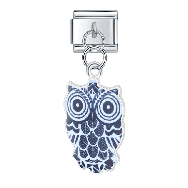 blue owl dangle Italian charm 9mm bracelet link