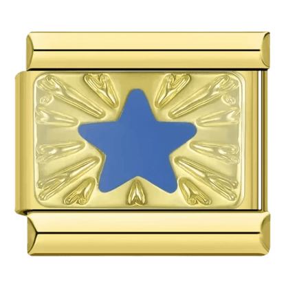blue star Italian charm 9mm bracelet link Gold