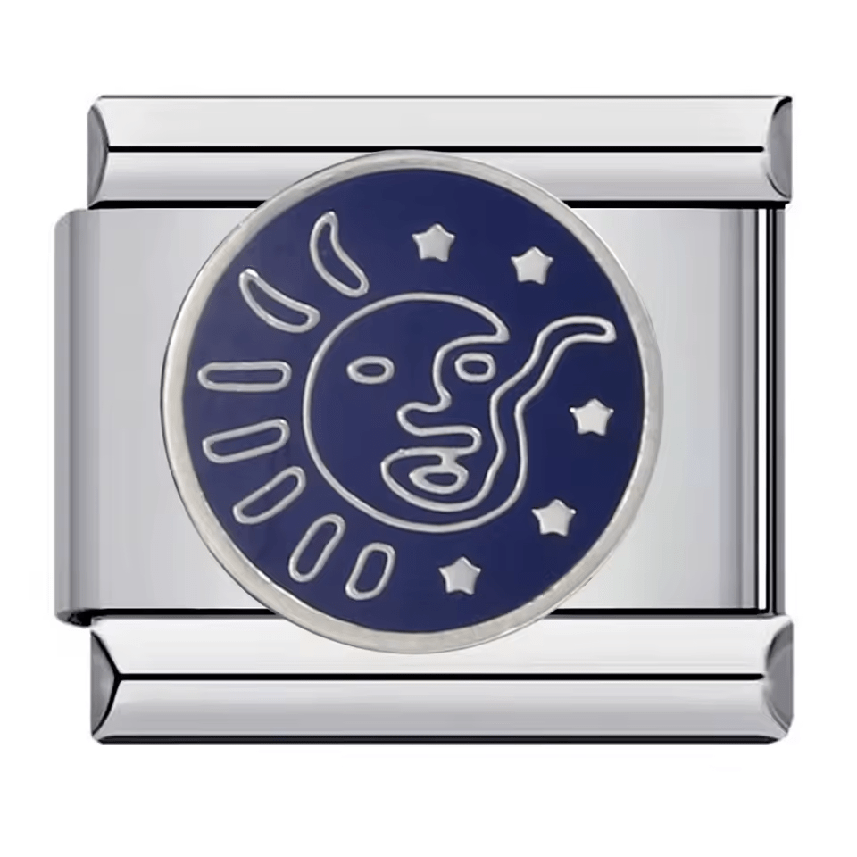 blue sun and moon celestial Italian charm 9mm bracelet charm