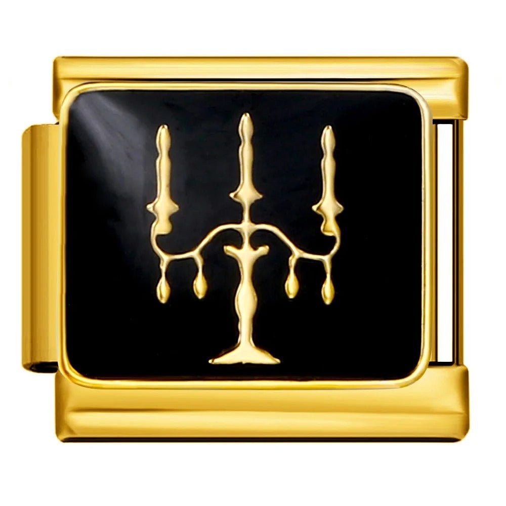 candelabra candles Italian charm 9mm bracelet link Gold