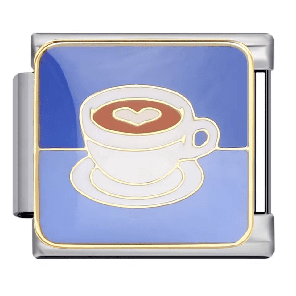 cappuccino latte heart Italian charm 9mm bracelet link