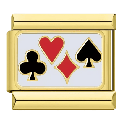 card suits Italian charm 9mm bracelet link Gold